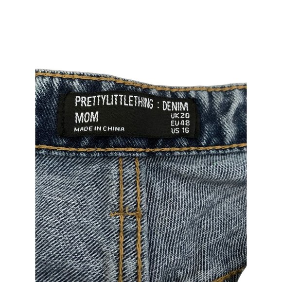 Vintage Pretty Little Thing Women's 16 Mom Jeans High Rise Blue Straight Leg - Picture 2 of 7